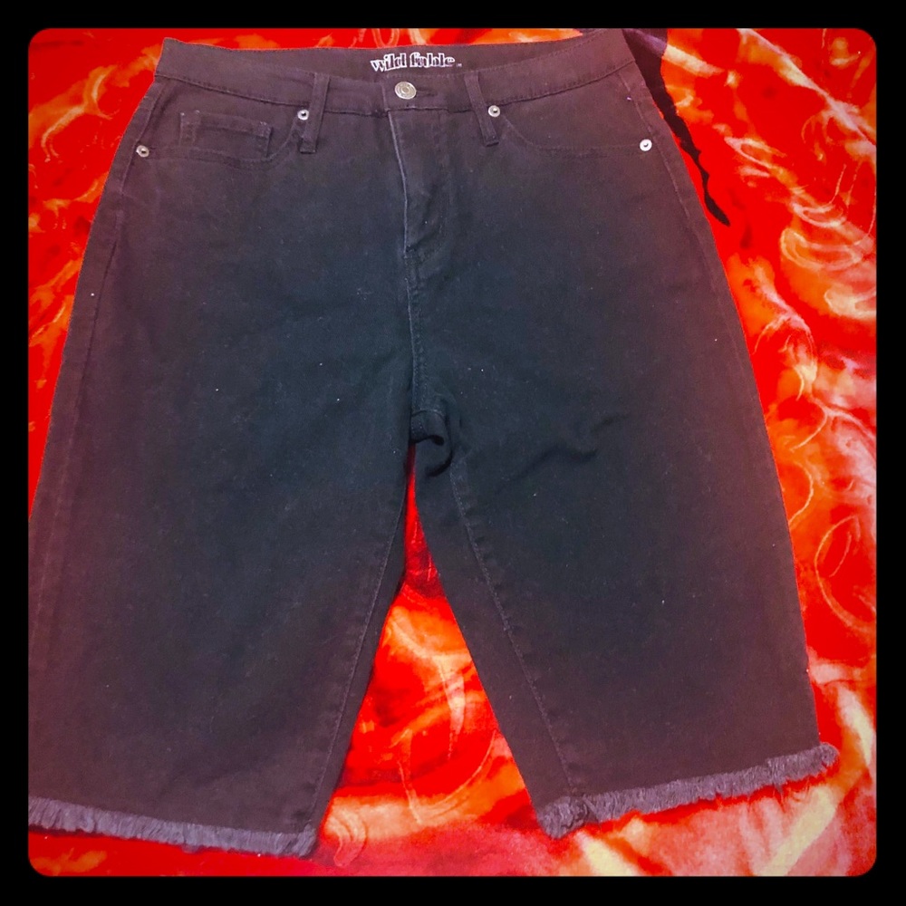 Black Bermuda distressed bottom shorts